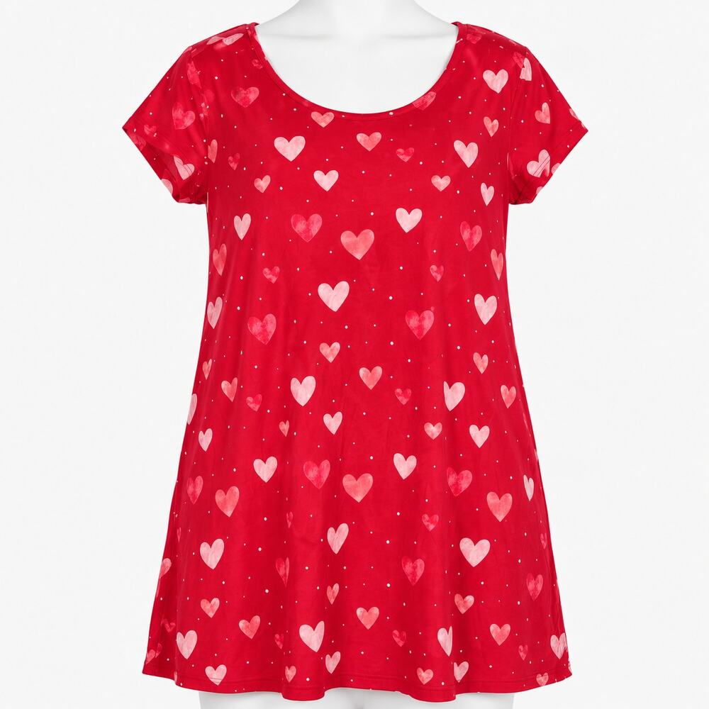 Soma Cool Nights Red Heart Print Sleepshirt Nightgown Women's XL Pajama Dress